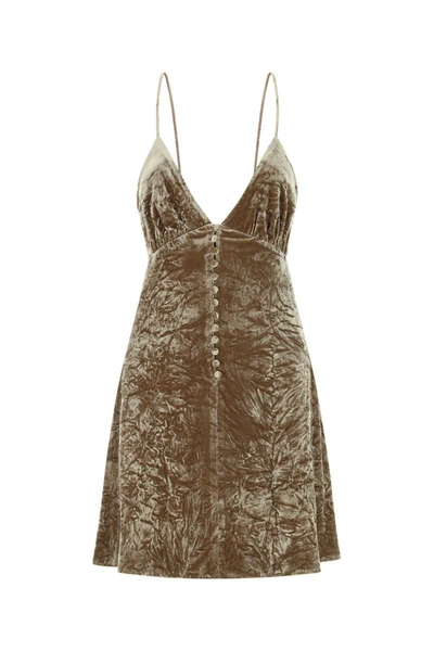 Shop Saint Laurent Dress In Camel