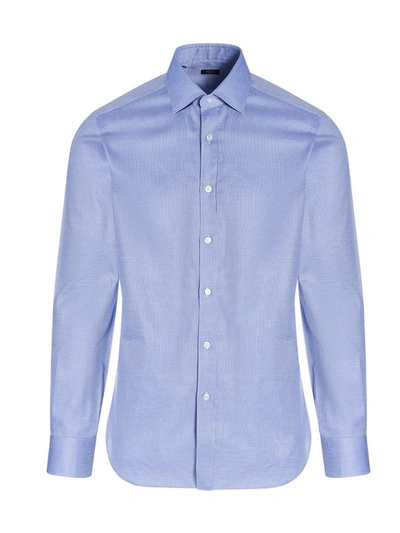 Shop Barba Oxford Cotton Shirt In Light Blue