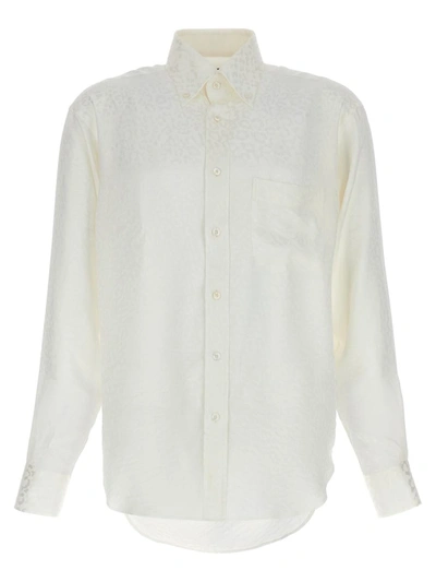 Shop Tom Ford Animal Print Silk Shirt In White