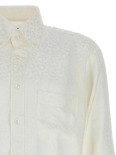 Shop Tom Ford Animal Print Silk Shirt In White