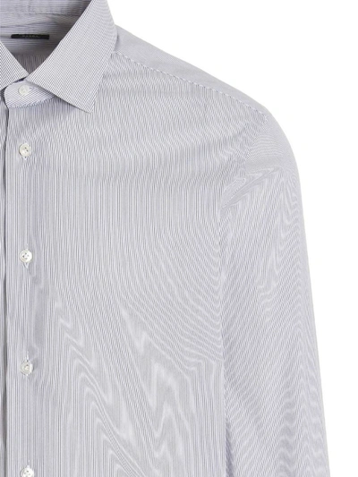 Shop Barba Micro Striped Shirt In Light Blue
