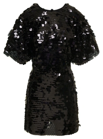 Shop Rotate Birger Christensen 'jasy' Mini Black Sequins Dress Woman Rotate