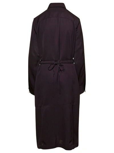 Shop Jil Sander Brown Belted Coat With Classic Collar In Viscose Twill Woman
