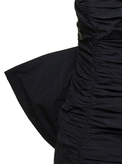 Shop Rotate Birger Christensen Mini Black Pleated Dress With Oversized Box On The Back In Taft Woman Rotate
