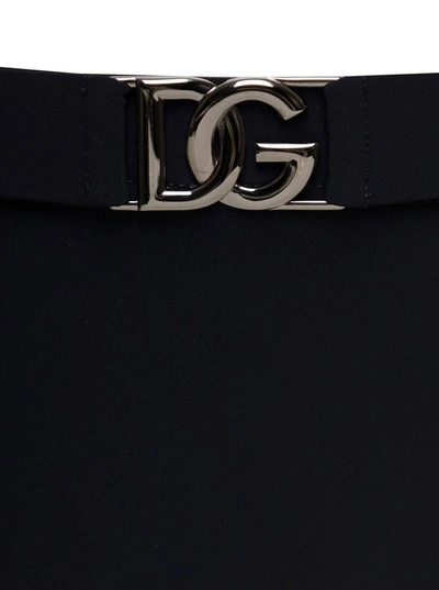 Shop Dolce & Gabbana Black Swim Brief With Metallic Dg Logo In Stretch Polyamide Man