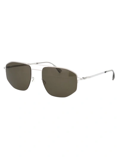 Mykita Shinysilver Rawgreen Solid Nylon Sunglasses In 051 Shinysilver Rawgreen Solid