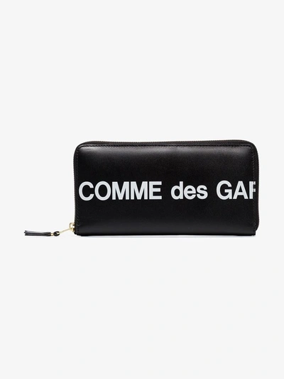 Comme Des Garçons Logo Zip-around Wallet In Black