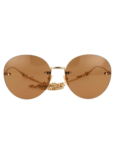 Shop Gucci Sunglasses In 003 Gold Gold Brown