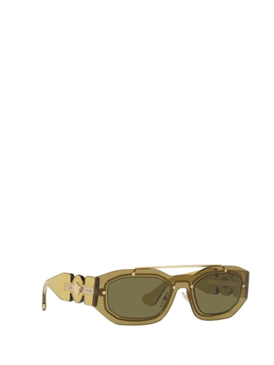 Shop Versace Eyewear Sunglasses In Transparent Green