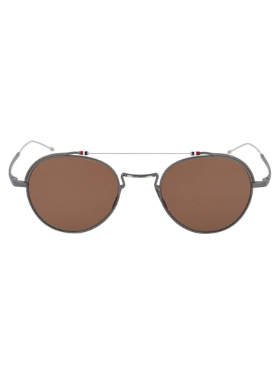 Shop Thom Browne Sunglasses In Black Iron - Silver W/ Dark Brown - Ar