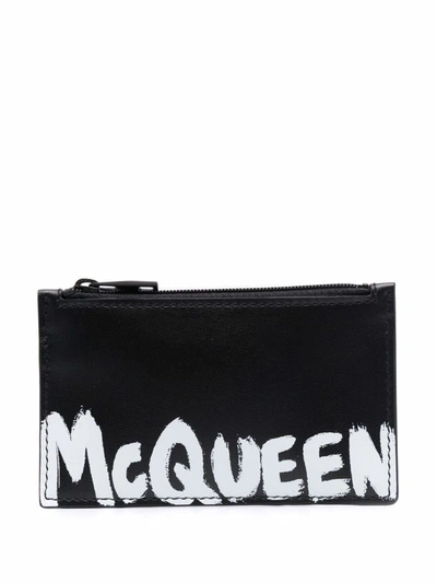 Alexander McQueen Leather Compact Wallet - Black Wallets