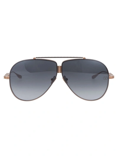Shop Valentino Garavani Sunglasses In Rose Gold W/ Dark Grey Black Flash Mirror