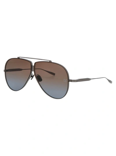 Shop Valentino Garavani Sunglasses In Black Rhodium W/ Dark Brown To Blue Gradient