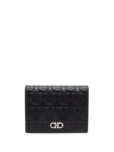 Shop Ferragamo Leather Flap Wallet In Black