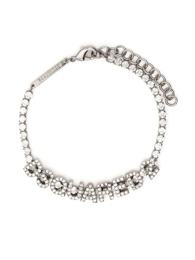 Shop Dsquared2 Rhinestones Bracelet In Silver