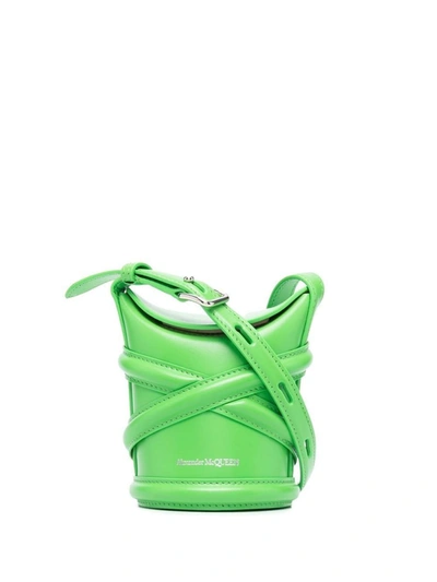 Shop Alexander Mcqueen The Curve Leather Bucket Bag In Green