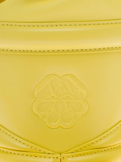 Shop Alexander Mcqueen Woman's  The Curve Satchel  Yellow Leather Crossbody Bag