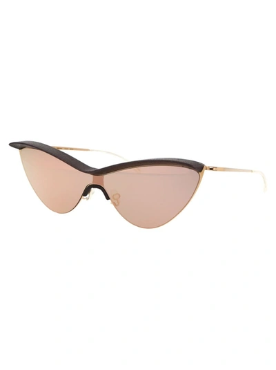 Shop Mykita Sunglasses In 307 Mh8 Ebony Brown Champagne Gold Champagne Gold Shield