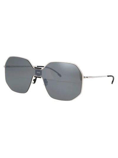 Shop Mykita Sunglasses In 351 Mh22 Pitch Black Shiny Silver Silver Flash Shield