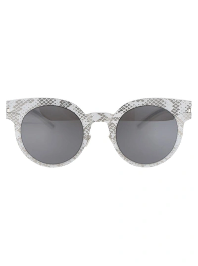 Shop Mykita Sunglasses In 241 Silver White Python Brown Flash