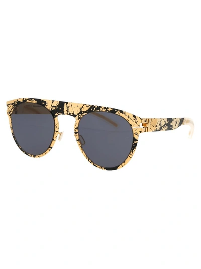 Mykita Mmtransfer004 Sunglasses In 267 Gold Black Stone Darkgrey Solid
