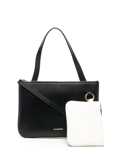 Shop Jil Sander Leather Handbag In Black