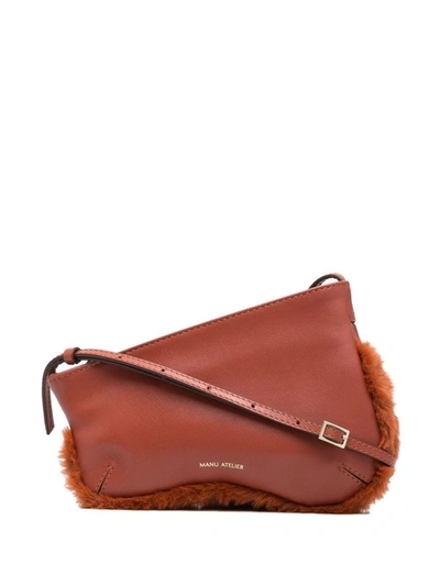Shop Manu Atelier Mini Curve Bag Leather Shoulder Bag In Leather Brown