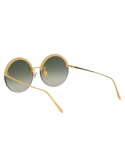 Shop Linda Farrow Sunglasses In 002 Yellow Gold/green