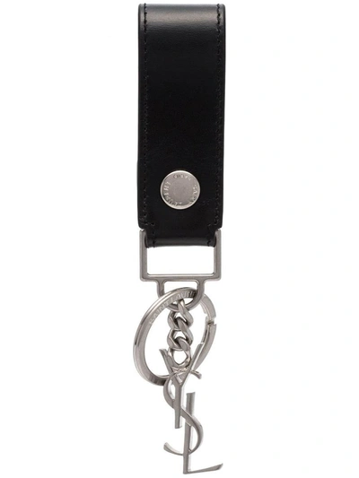 Shop Saint Laurent Monogram Keychain Accessories In Black