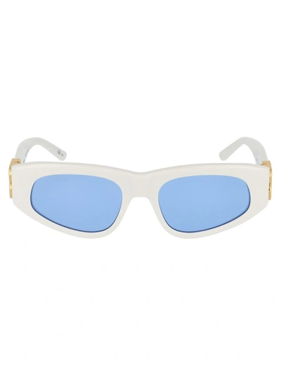 Shop Balenciaga Sunglasses In 004 White Gold Light Blue