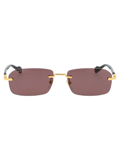 Shop Gucci Sunglasses In 002 Gold Havana Brown