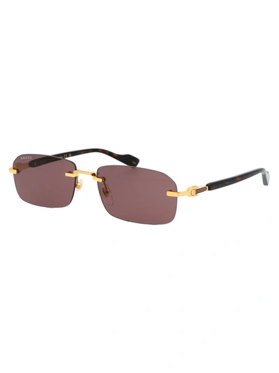 Shop Gucci Sunglasses In 002 Gold Havana Brown