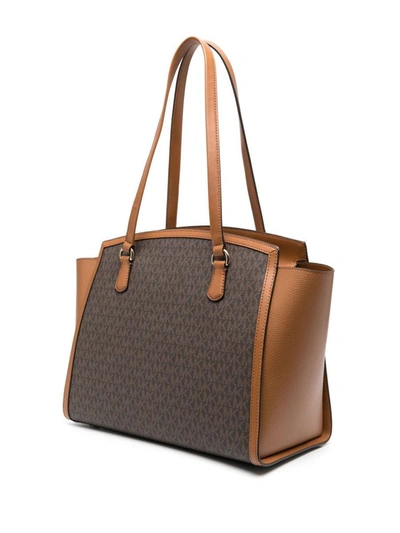 Shop Mmk Michael Kors Chantal Leather Tote Bag In Brown