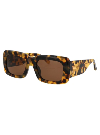 Shop Attico The  Sunglasses In T-shell/yellow Gold/brown