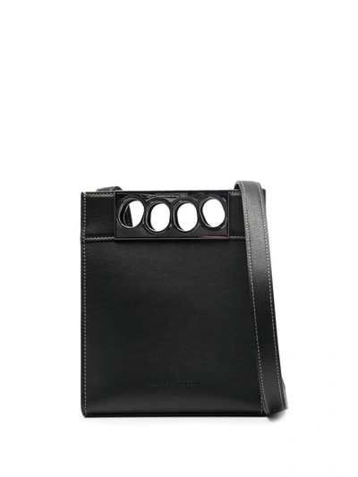 Shop Alexander Mcqueen Grip Mini Leather Crossbody Bag In Black