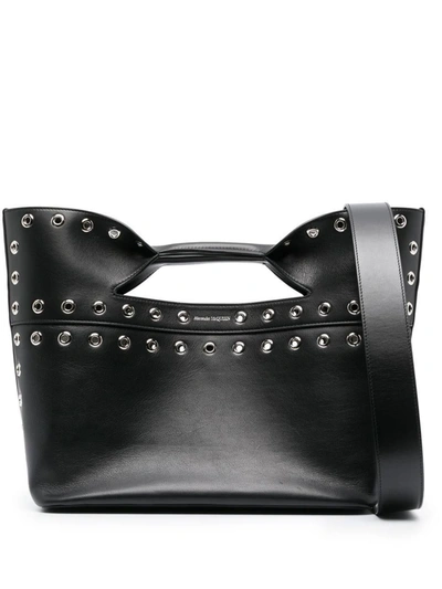 Shop Alexander Mcqueen The Bow Leather Handbag In Black