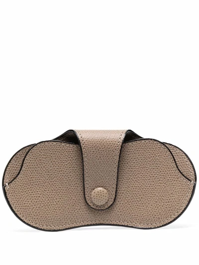 Shop Valextra Small Leather Glasses Case In Beige