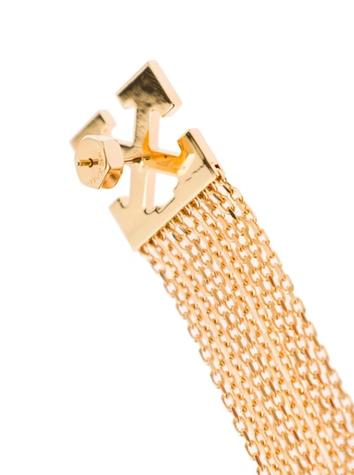 Shop Off-white Chain-drop Arrows Earrings In Gold Tone Brass In Metallic