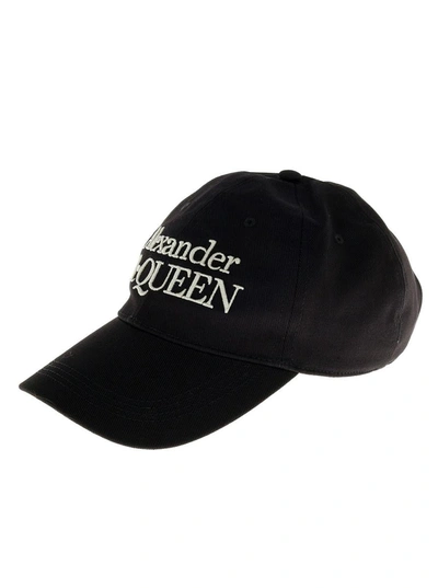 Shop Alexander Mcqueen Black Baseball Cap With Logo In Cotton Man