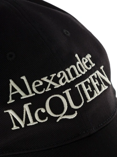 Shop Alexander Mcqueen Black Baseball Cap With Logo In Cotton Man