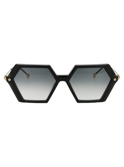Shop Yohji Yamamoto Sunglasses In M001 Pur Black/japan Gold