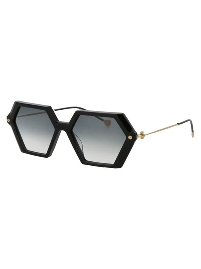 Shop Yohji Yamamoto Sunglasses In M001 Pur Black/japan Gold