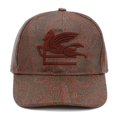 Shop Etro Baseball Cotton Cap Hat In Brown