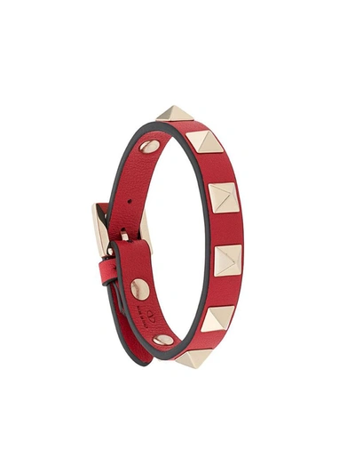Shop Valentino Garavani  Rockstud Bracelet Accessories In Red