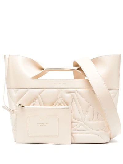 Shop Alexander Mcqueen 'the Bow' Quilted Tote Bag In Beige