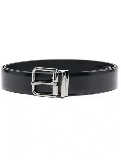 Shop Dolce & Gabbana Squared Buckel Belt In Black