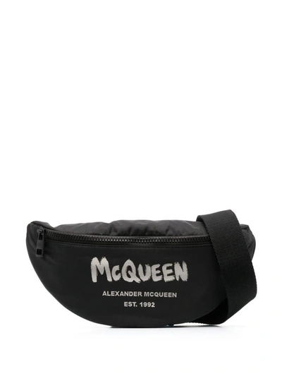 Shop Alexander Mcqueen Graffiti Belt Bag In Black