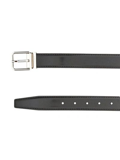 Shop Dolce & Gabbana Thin Leather Belt In Black