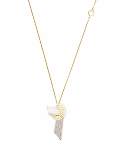 Shop Leda Madera Meryl  Brass Necklace With Pendant Detail In Metallic