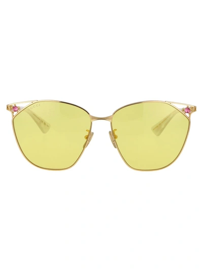 Shop Gucci Sunglasses In 002 Gold Gold Yellow